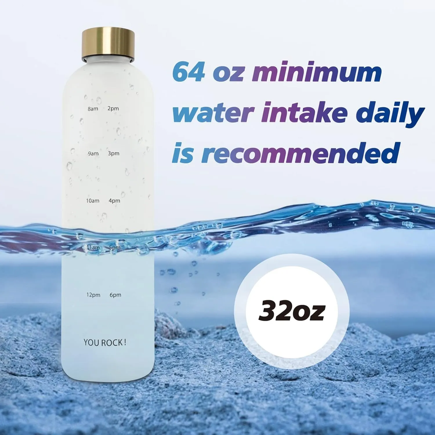 32oz Water Bottles with Times to Drink, Motivational Water Bottle with Time Marker, BPA Free Reusable Water Bottle with Hydrating Reminder for Gym Fitness Workout Travel