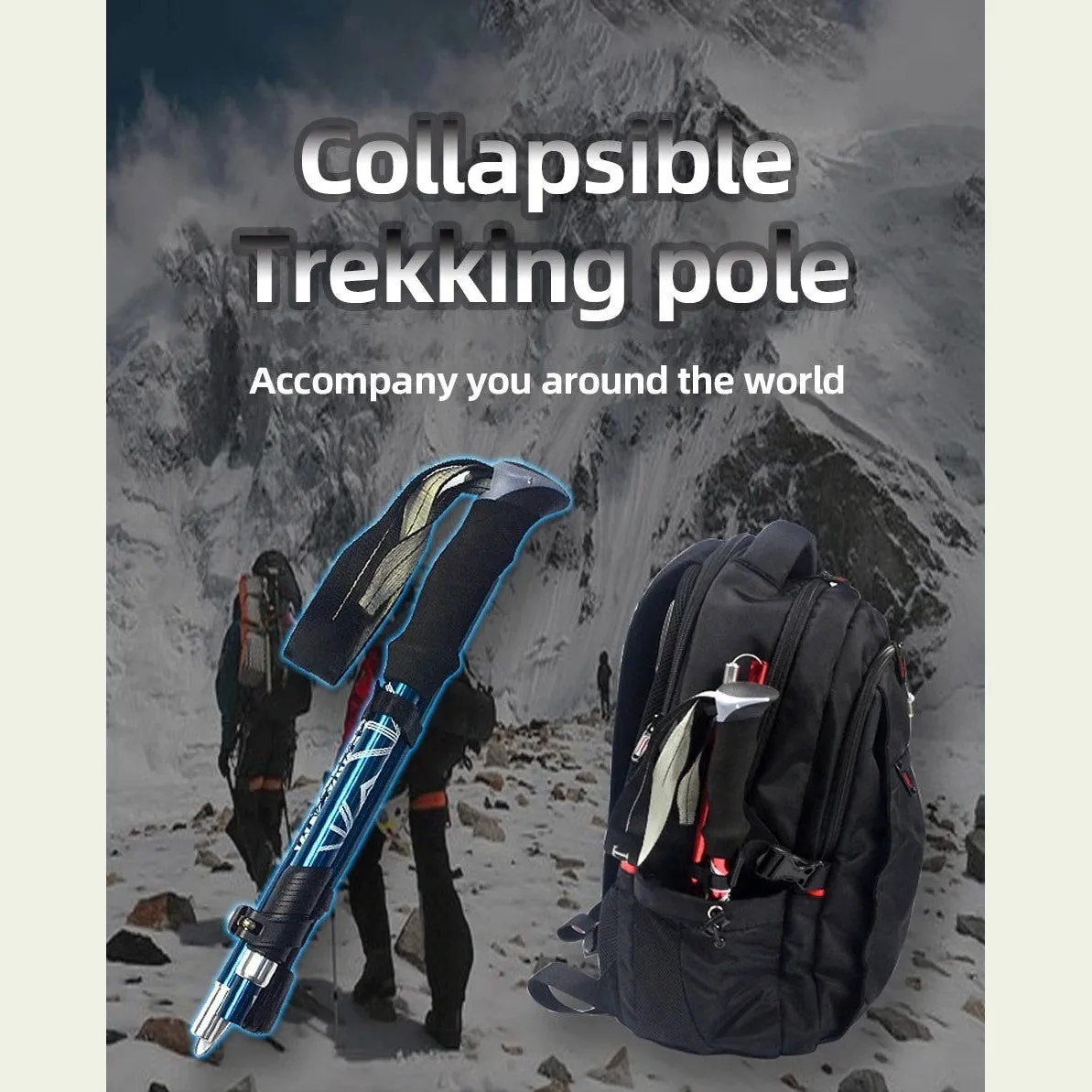 5 Section Outdoor Fold Trekking Pole Camping Portable Walking Hiking Stick For Nordic Elderly Telescopic Easy Put Into Bag 1 PCS