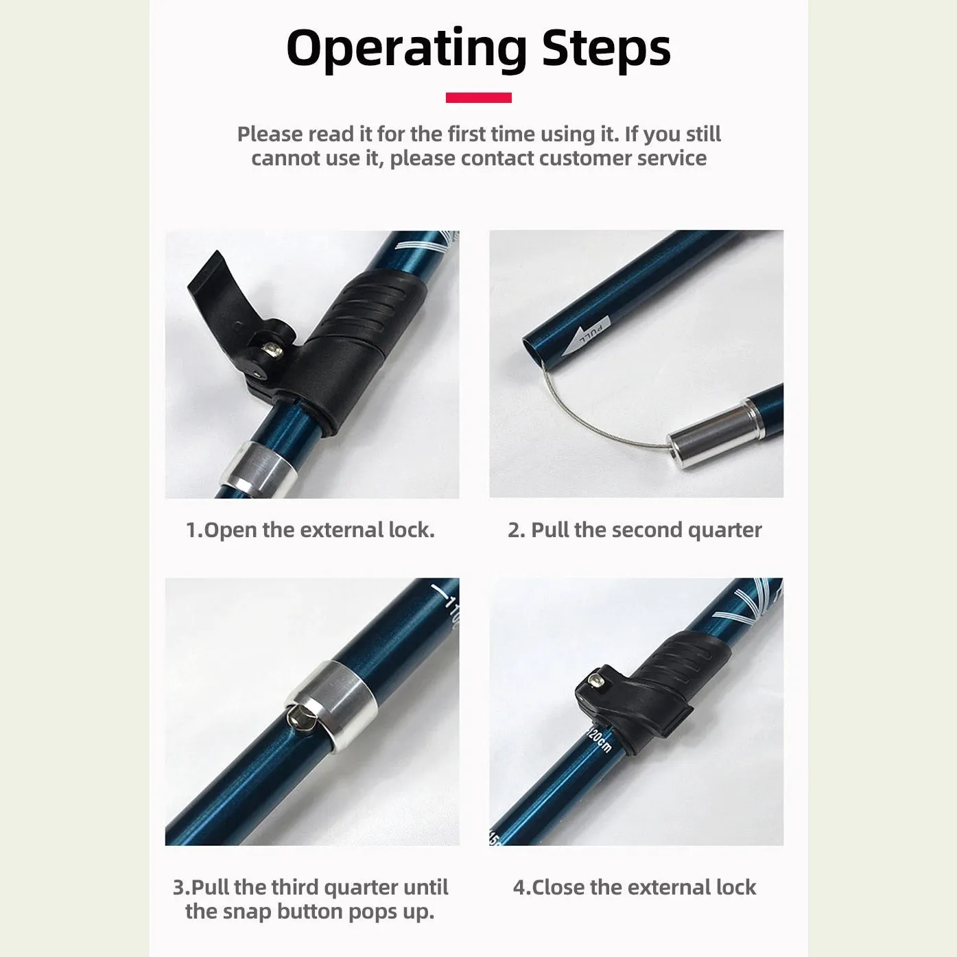 5 Section Outdoor Fold Trekking Pole Camping Portable Walking Hiking Stick For Nordic Elderly Telescopic Easy Put Into Bag 1 PCS