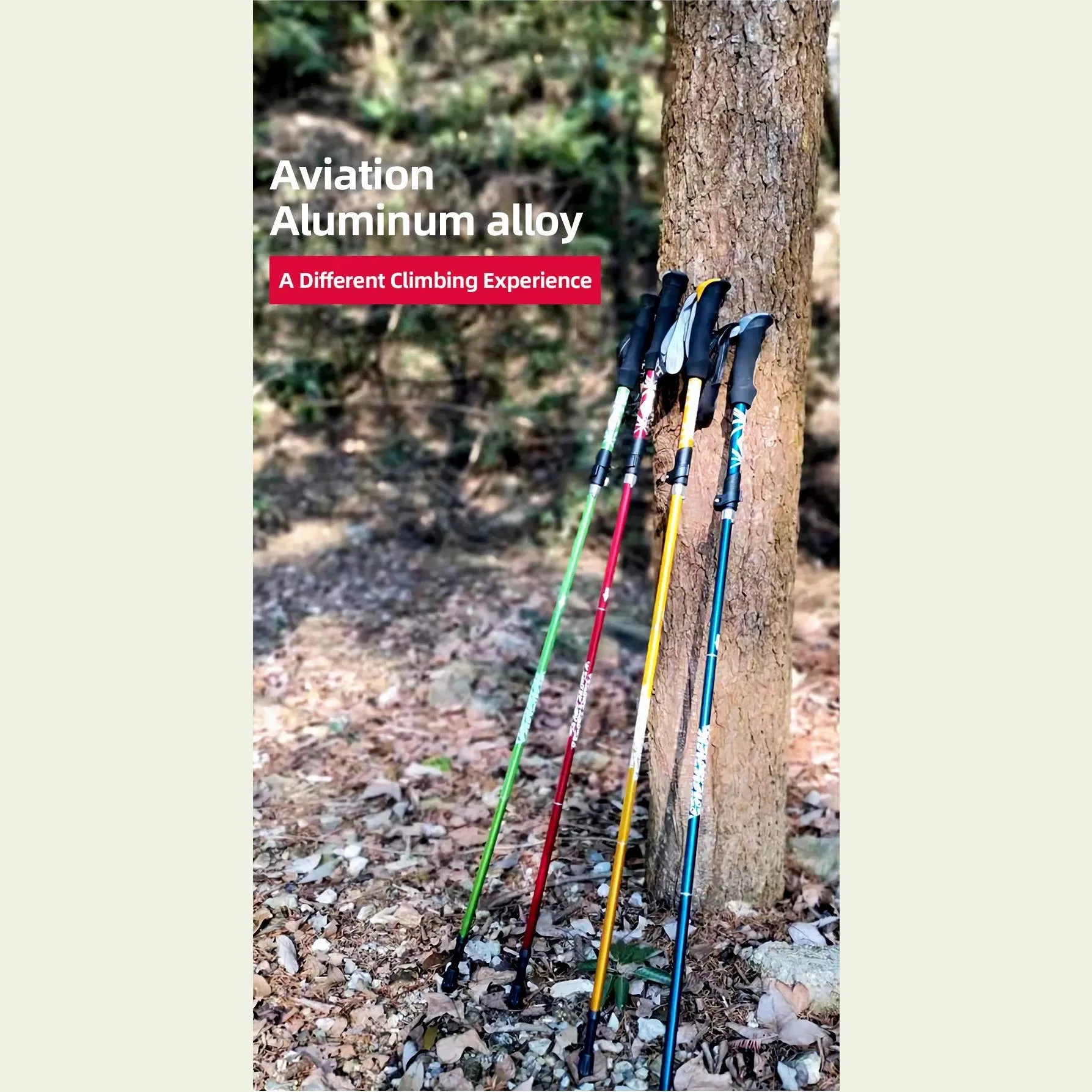 5 Section Outdoor Fold Trekking Pole Camping Portable Walking Hiking Stick For Nordic Elderly Telescopic Easy Put Into Bag 1 PCS