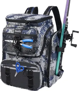 50L Fishing Backpack with Dedicated Rod Compartment Holders, Water-resistant Large Tackle Storage Bag for Saltwater Bass Fishing, Heavy Duty Outdoor Gear Backpack for Men