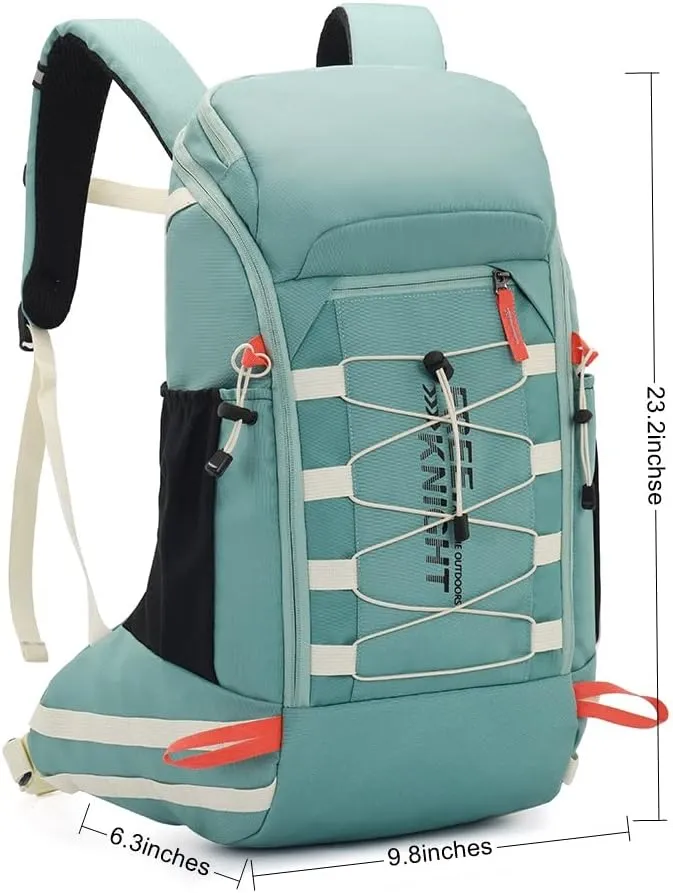 Bseash 40L Waterproof Hiking Camping Backpack with Rain Cover, Outdoor Sport Travel Daypack Rucksack for Skiing Cycling (Mint Green)