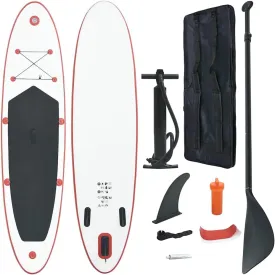 Enjoy Water Activities with Inflatable SUP Board Set, Puncture-Proof, Easy to Inflate, Includes Paddle and Carry Bag, Red and White