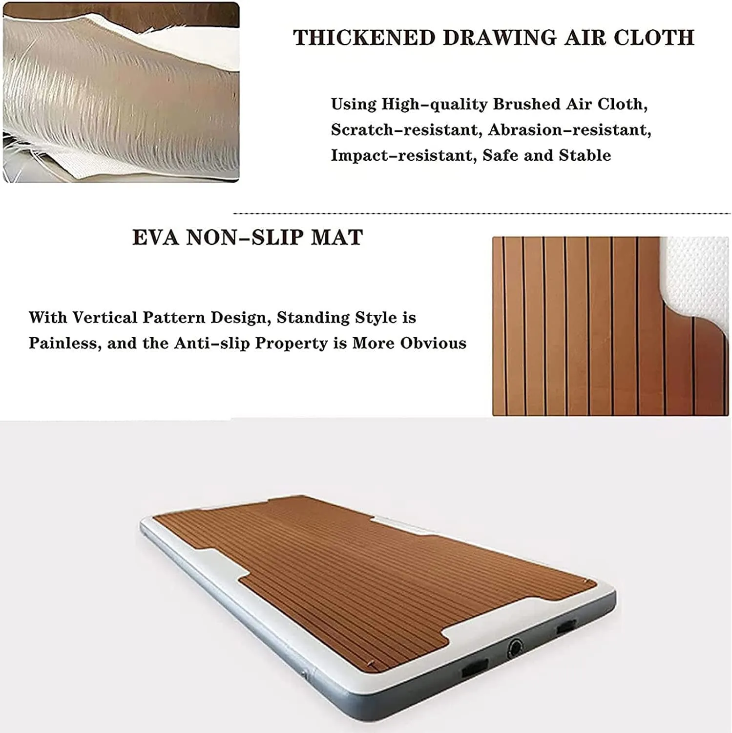 Inflatable Dock Floating Platform,Platform Wood Grain,EVA Thickened Brushed Air Cushion Yacht Marina,Floating Cushion Raft Island Air Bed (4 * 4m/13 * 13ft)