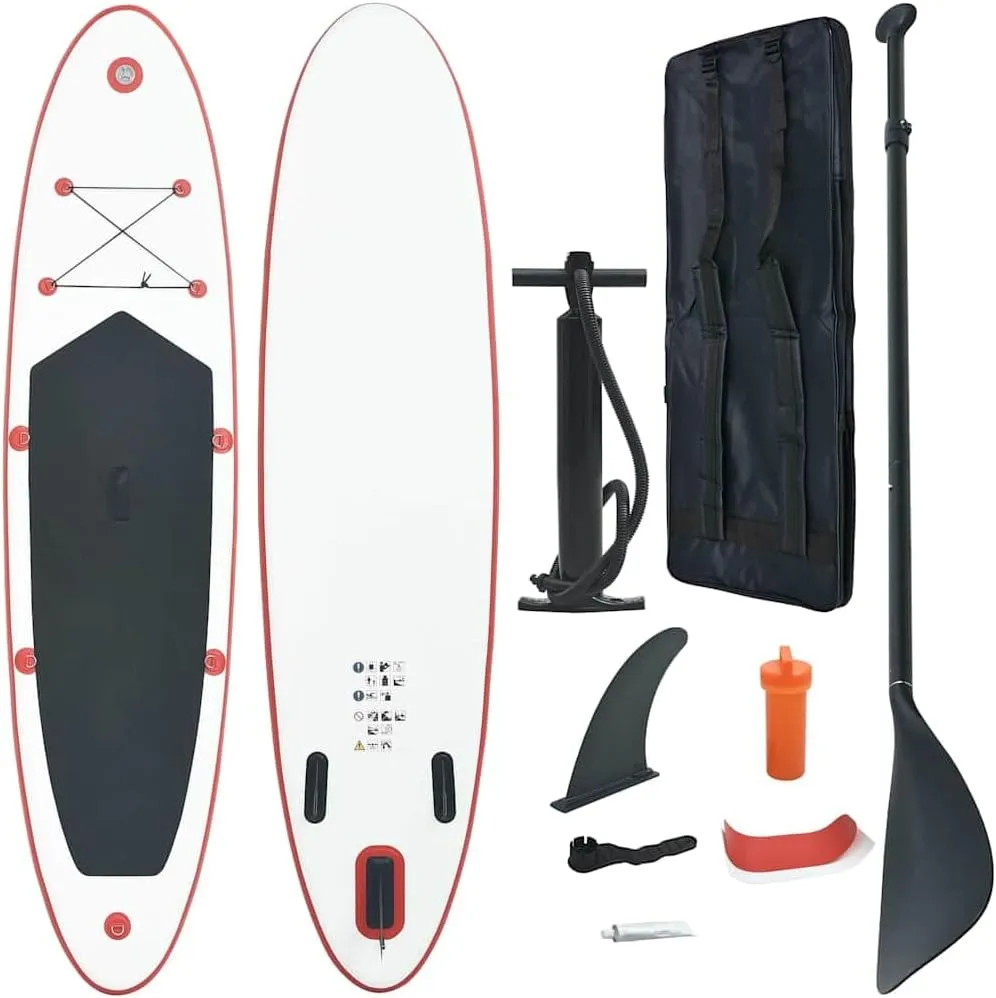 Inflatable Stand Up Paddle Board for Fun Adventure, Easy to Inflate, Stable and Comfortable for Solo Use, Red and White