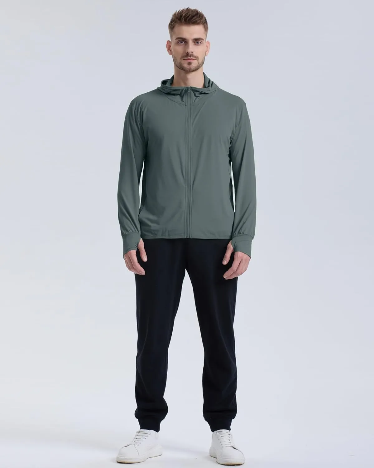 Locachy Men's UPF 50  Sun Protection Outdoor Lightweight Full Zip Hoodie Jacket Long Sleeve Fishing Hiking Performance Shirt
