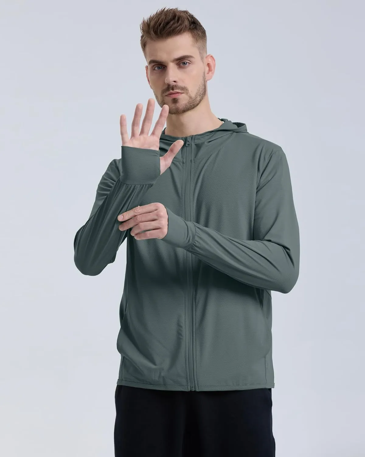 Locachy Men's UPF 50  Sun Protection Outdoor Lightweight Full Zip Hoodie Jacket Long Sleeve Fishing Hiking Performance Shirt