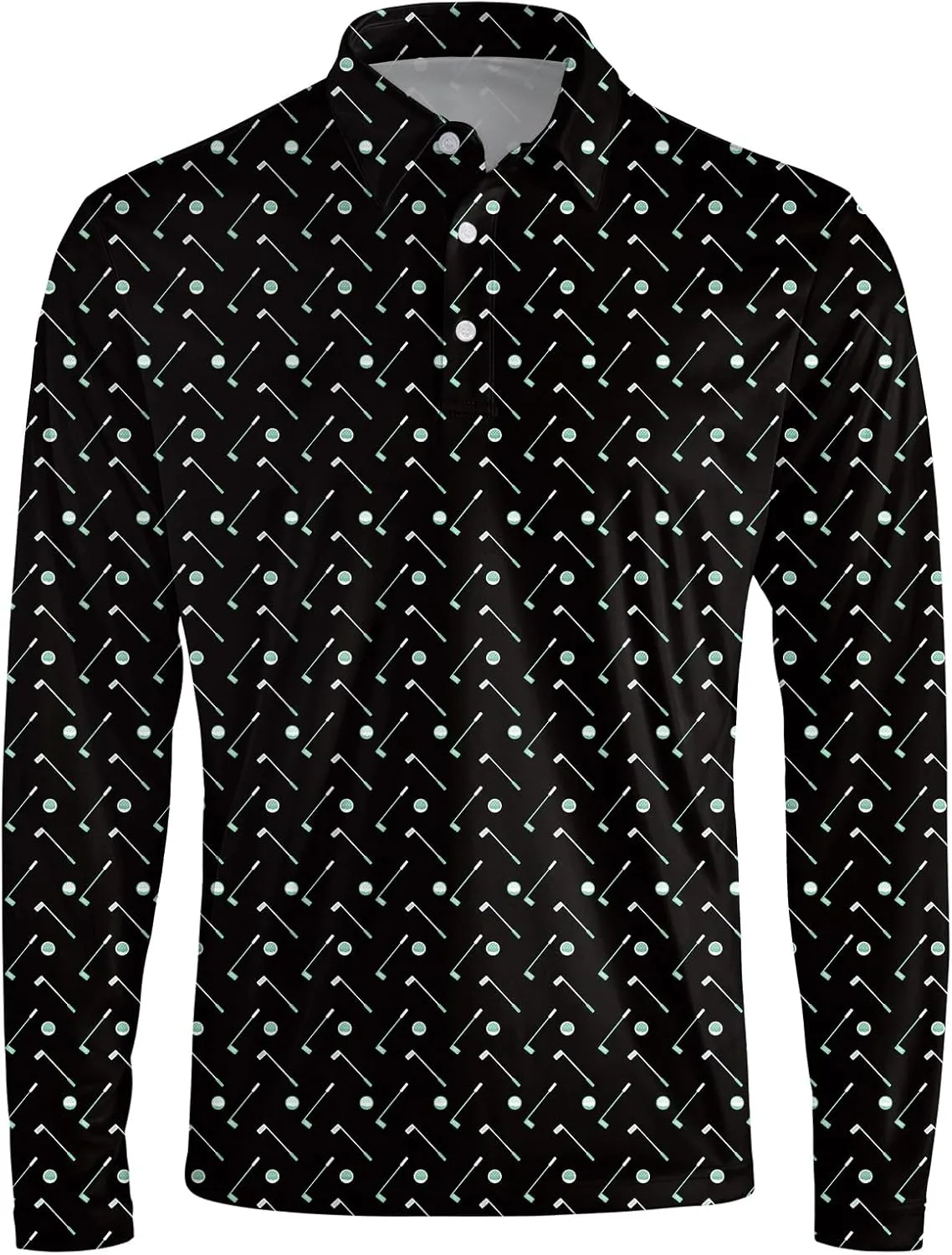Men's Long Sleeve Golf Shirt Quick Dry 3 Button Work Fishing Outdoor Casual Collar Shirt