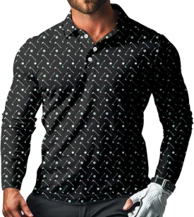 Men's Long Sleeve Golf Shirt Quick Dry 3 Button Work Fishing Outdoor Casual Collar Shirt