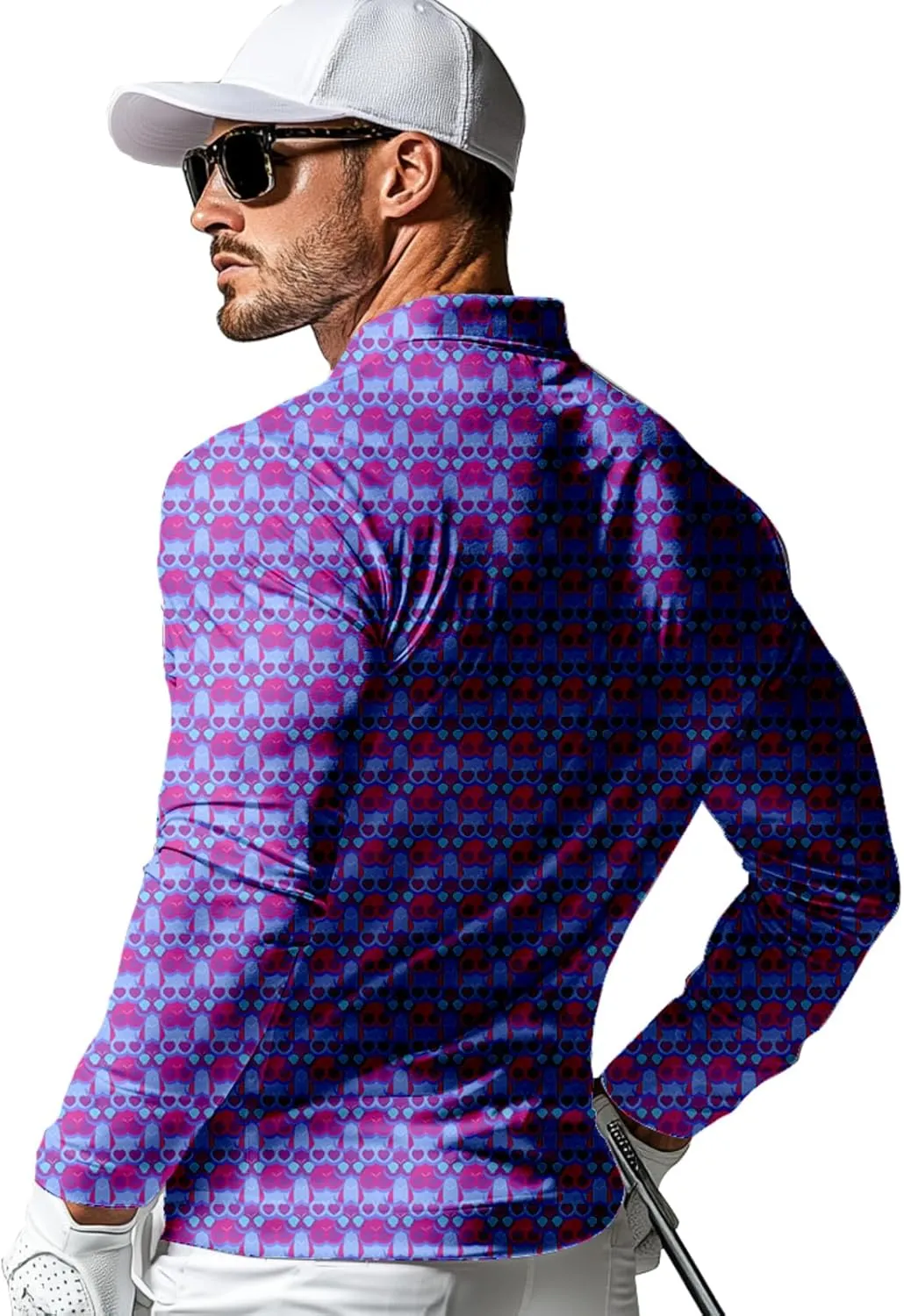 Men's Long Sleeve Golf Shirt Quick Dry 3 Button Work Fishing Outdoor Casual Collar Shirt