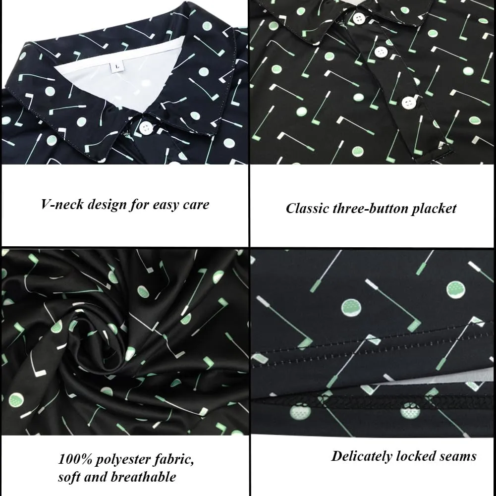 Men's Long Sleeve Golf Shirt Quick Dry 3 Button Work Fishing Outdoor Casual Collar Shirt