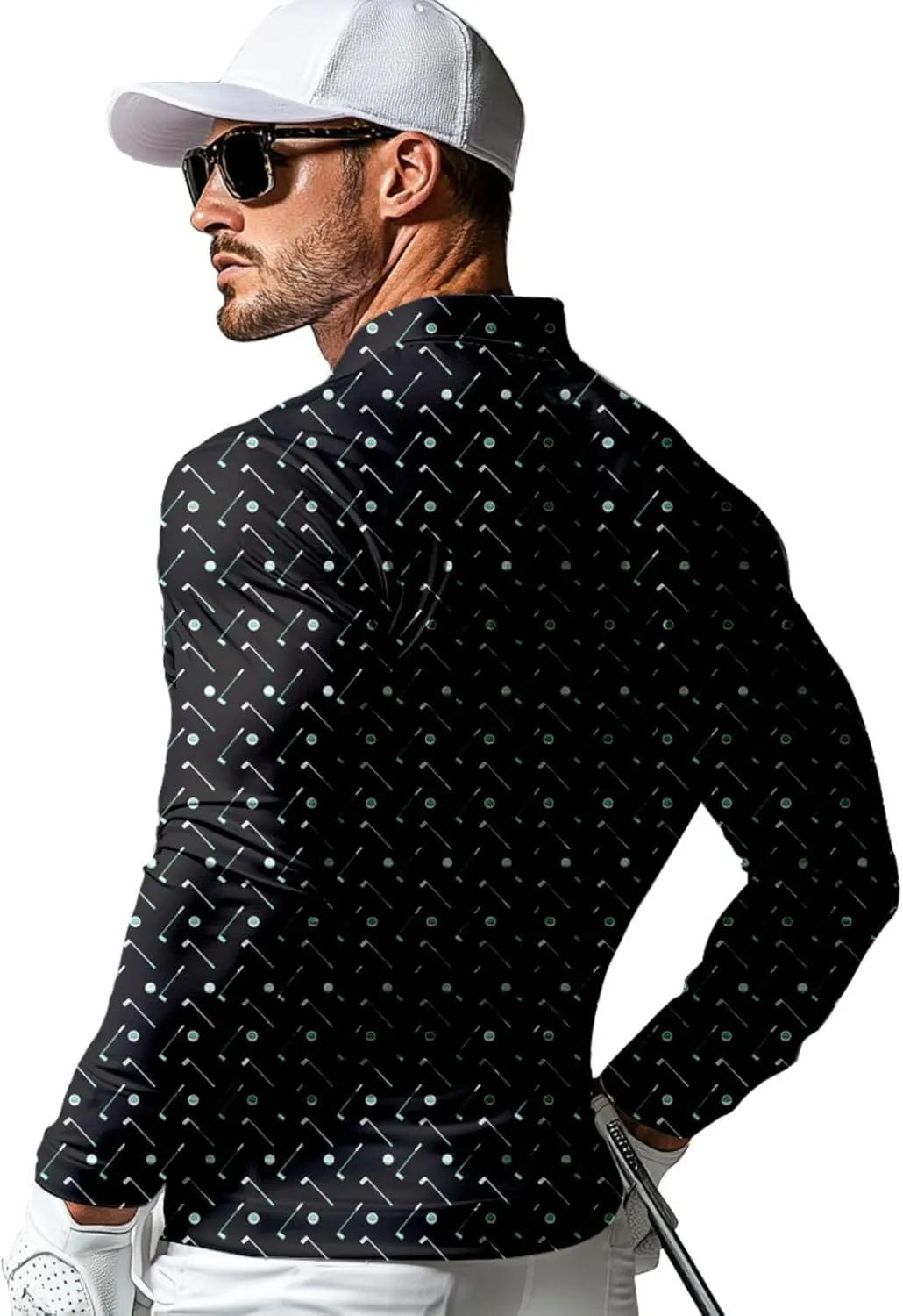 Men's Long Sleeve Golf Shirt Quick Dry 3 Button Work Fishing Outdoor Casual Collar Shirt