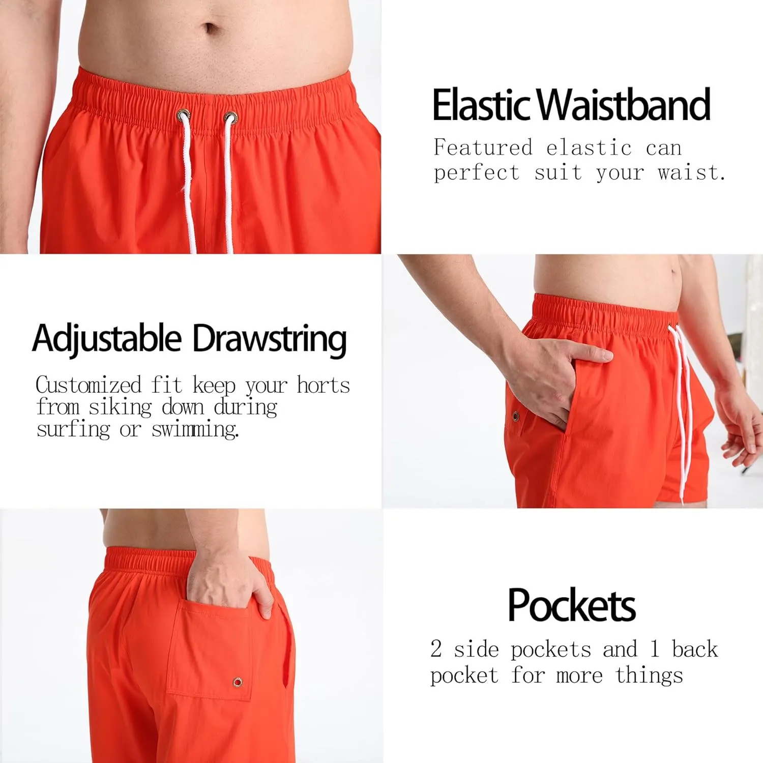 Men's Swim Trunks 5 Inch Quick Dry Board Shorts Mesh Lining Swimming Trunks Beach Shorts for Men Bathing Suits