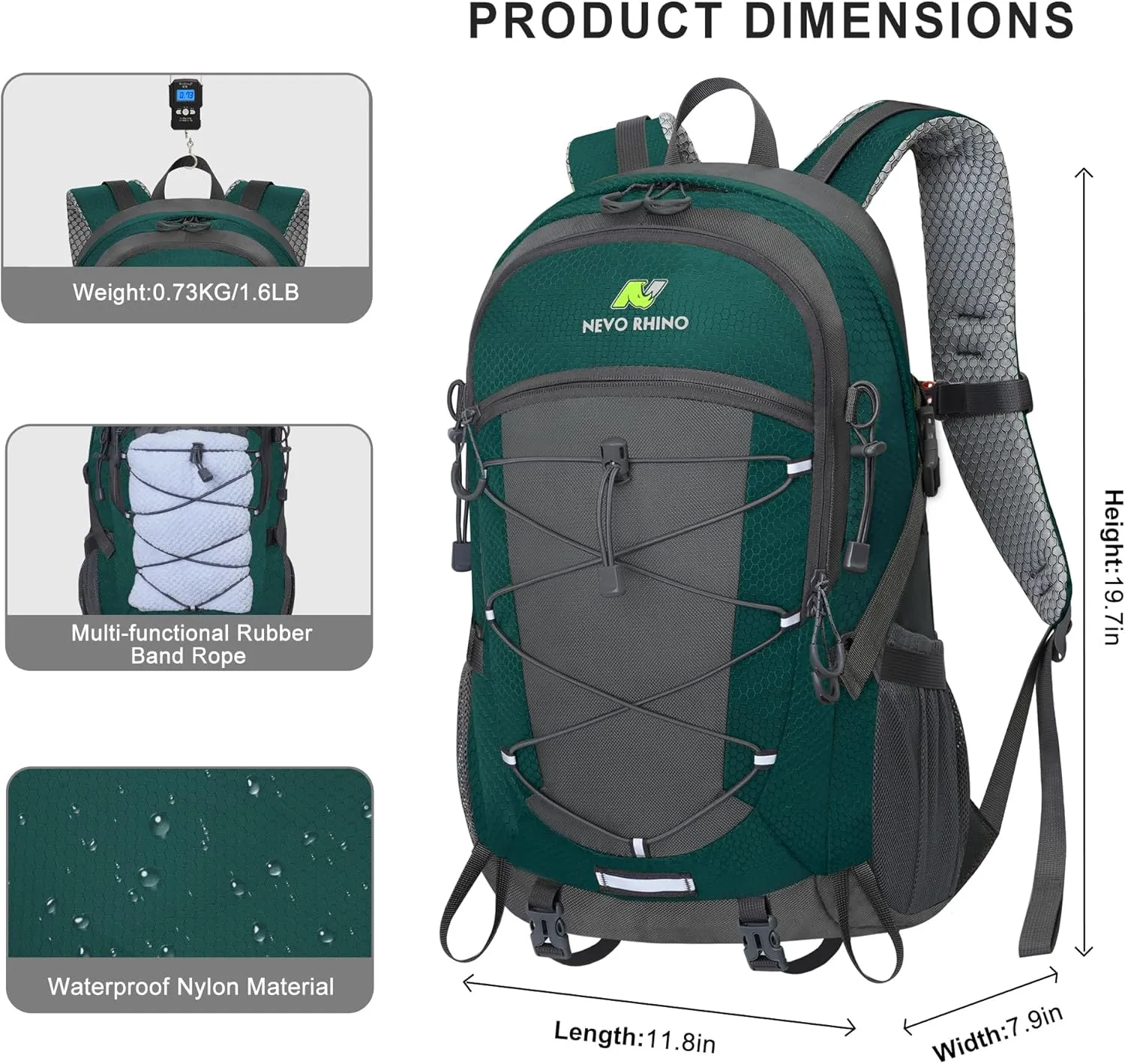 N NEVO RHINO Hiking Backpack 20L Water Resistant Outdoor Day Pack,Lightweight Travel Small Backpack for Men Women