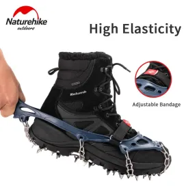 Naturehike Winter Crampons Outdoor Microspikes Ice Snow Walk Anti Slip Boots Bottom for 35-49 Shoes 10/25 Spikes Stainless Steel