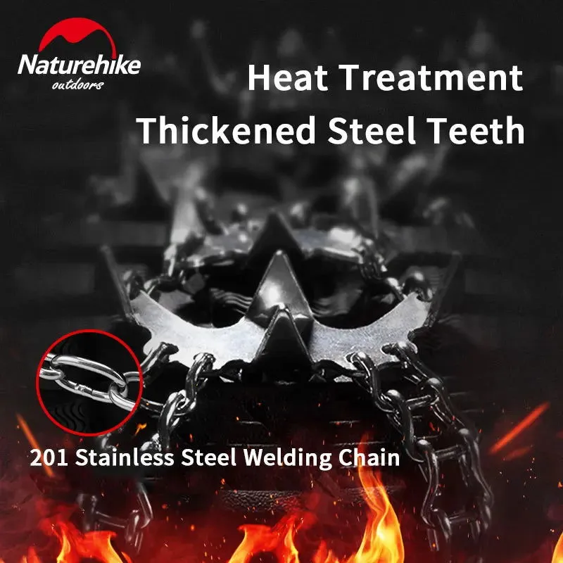 Naturehike Winter Crampons Outdoor Microspikes Ice Snow Walk Anti Slip Boots Bottom for 35-49 Shoes 10/25 Spikes Stainless Steel