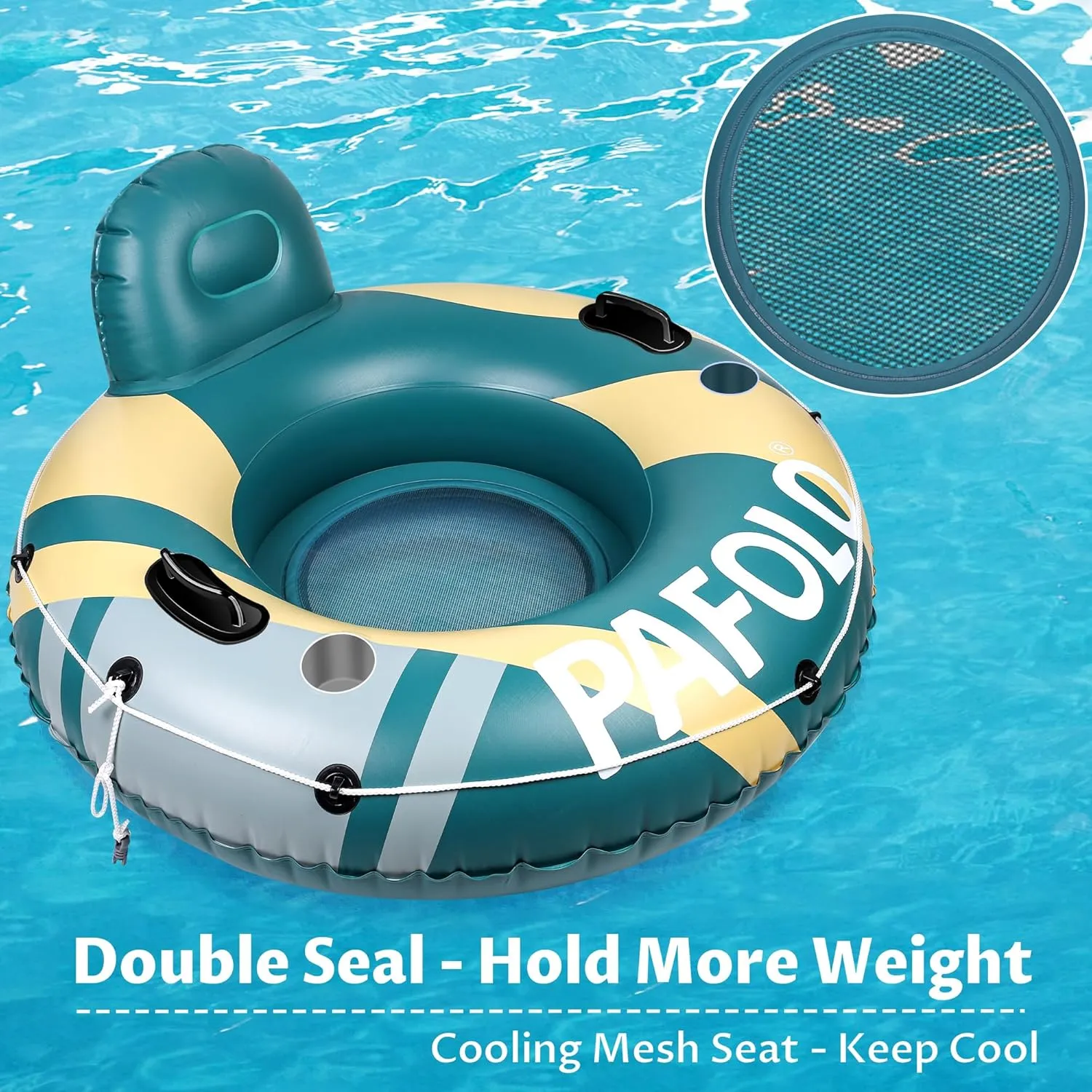 River Tubes for Floating Heavy Duty, Pool Float Adult, 45" Inflatable Float Tube for Beach Lake Rafting, River Floats with Mesh Bottom