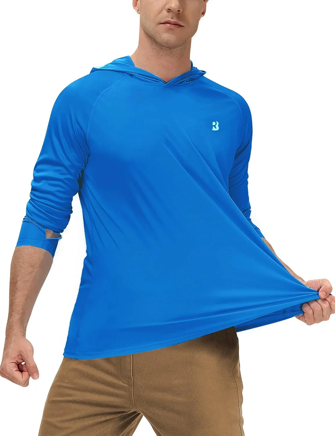 Roadbox Mens UPF 50  Fishing Shirts, Long Sleeve UV Sun Protection Hoodie, Rash Guard for Hiking Running Workout Swimming