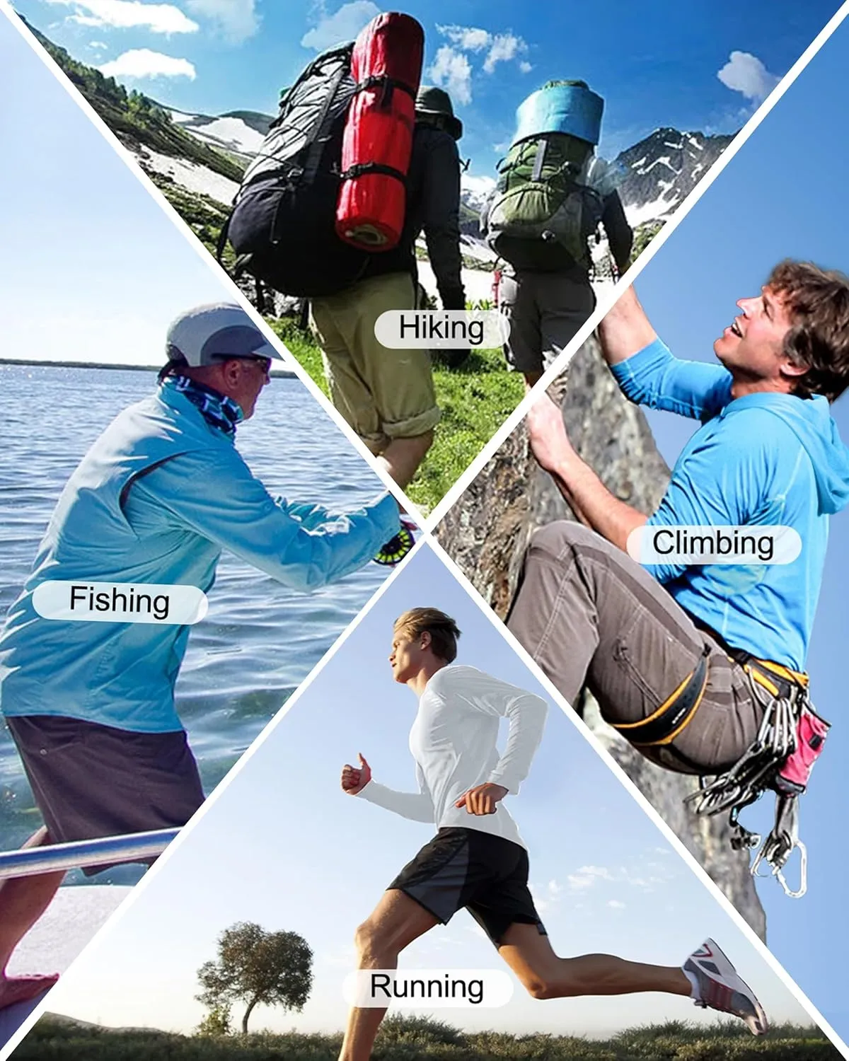 Roadbox Mens UPF 50  Fishing Shirts, Long Sleeve UV Sun Protection Hoodie, Rash Guard for Hiking Running Workout Swimming