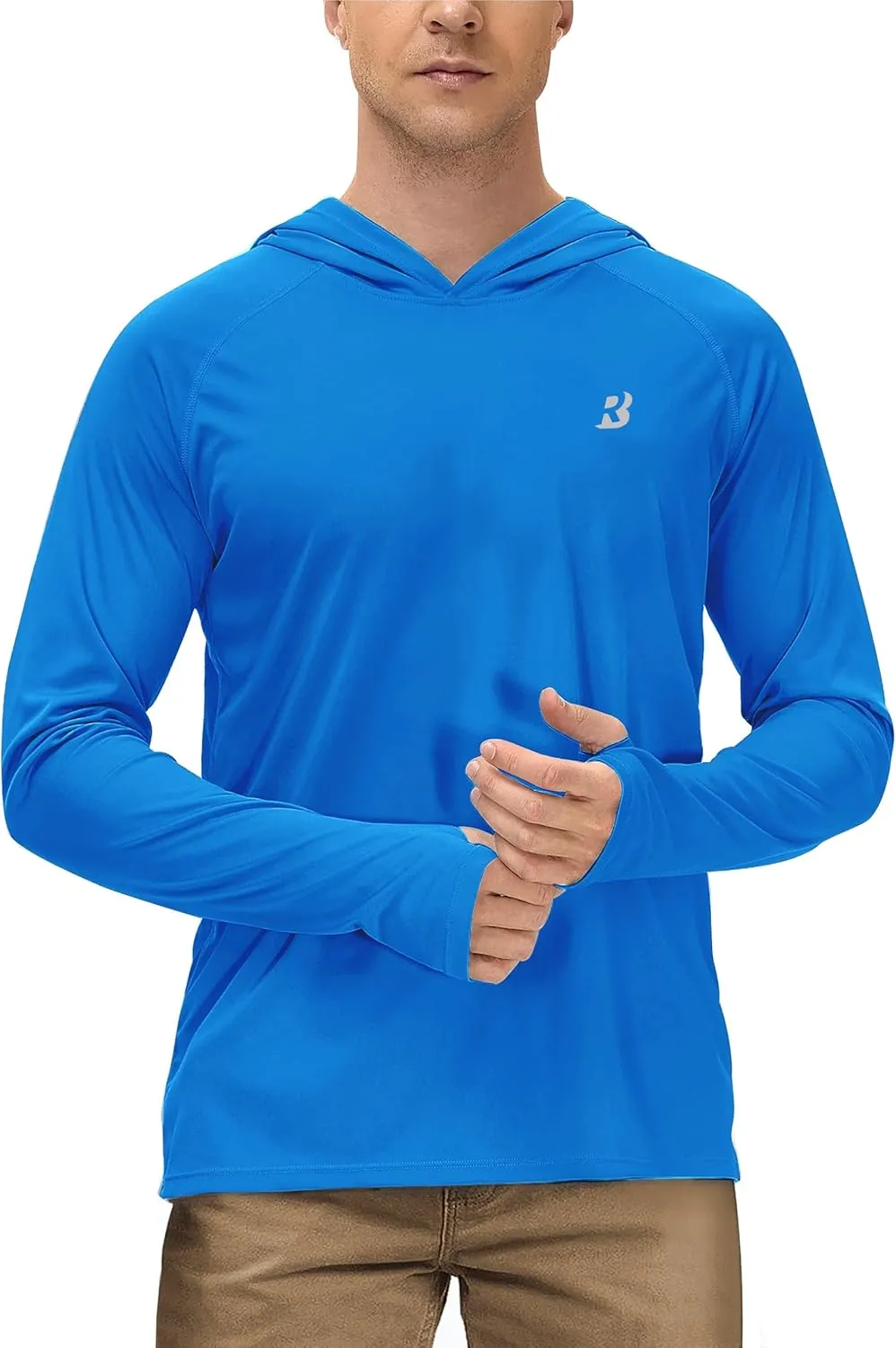 Roadbox Mens UPF 50  Fishing Shirts, Long Sleeve UV Sun Protection Hoodie, Rash Guard for Hiking Running Workout Swimming