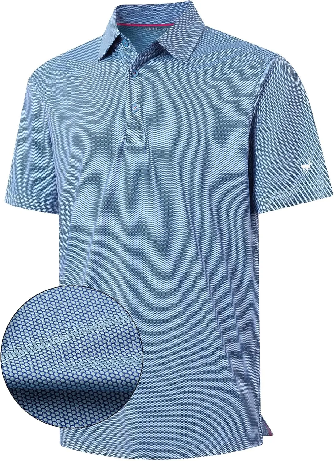 Rouen Mens Golf Shirts Short Sleeve Dry Fit Jacquard Performance Moisture Wicking Casual Pocket Collared Polo Shirts for Men