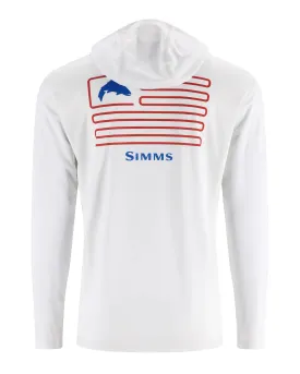 Simms Men's Tech Hoody - Artist Series - White/Trout Flag