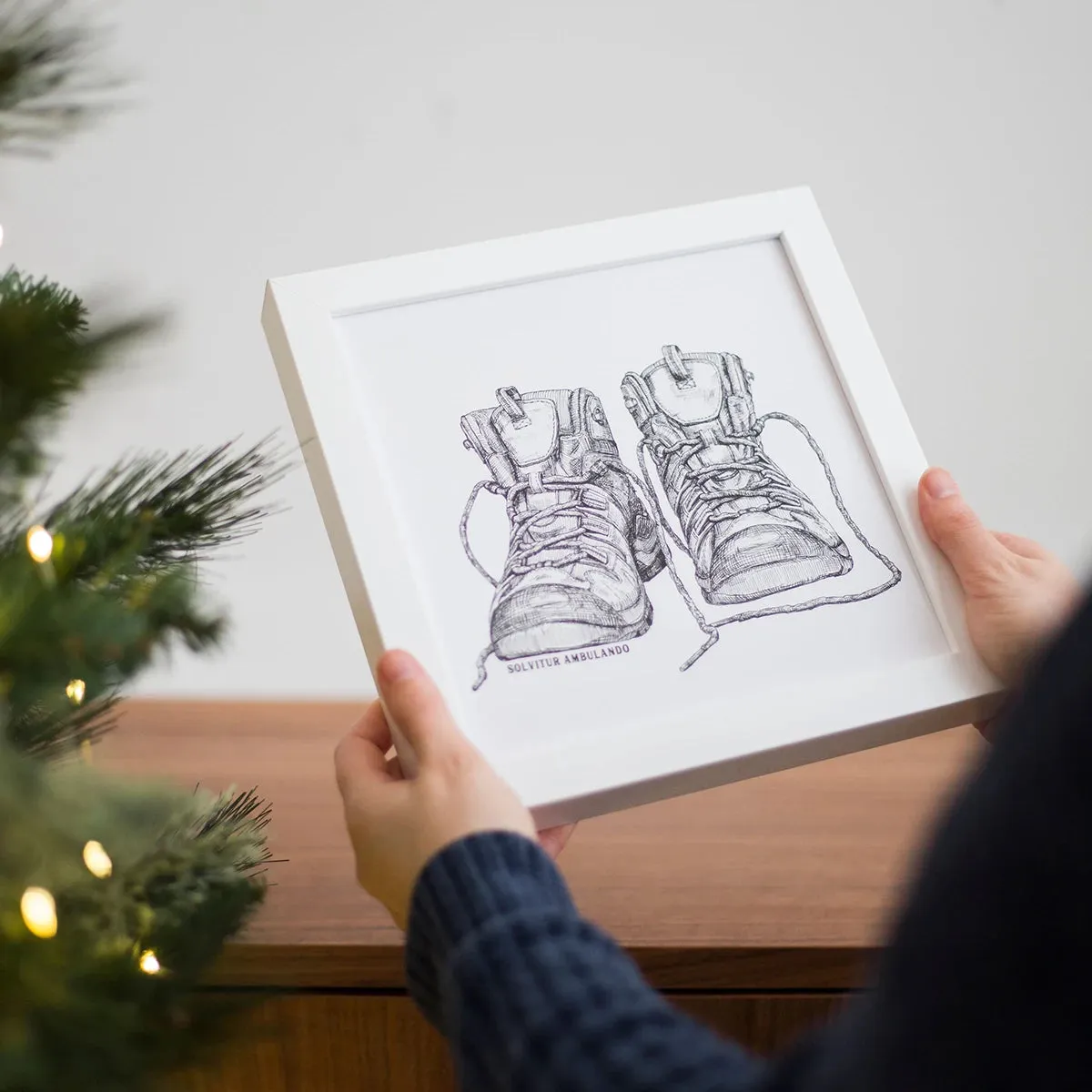 Solvitur Ambulando Modern Walking Boots Art Print