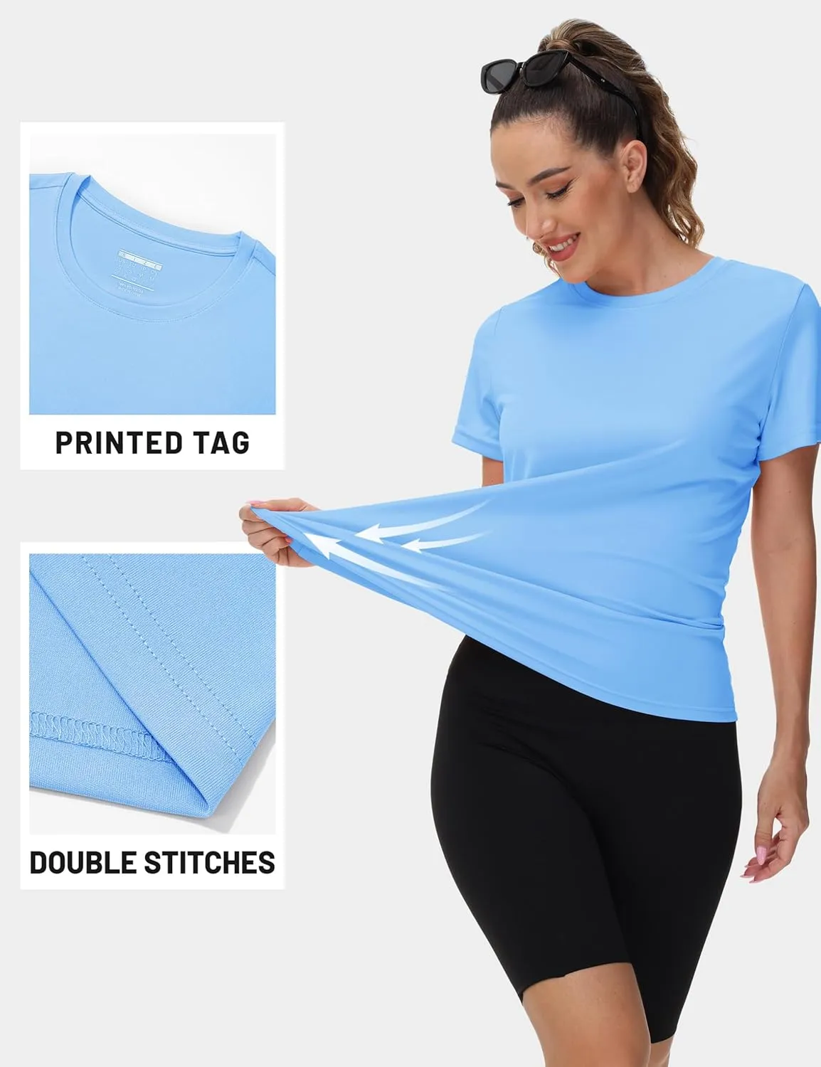 TACVASEN Short Sleeve Shirts for Women Athletic Workout Tops UPF 50  Sun Protection Quick Dry Running T-Shirts