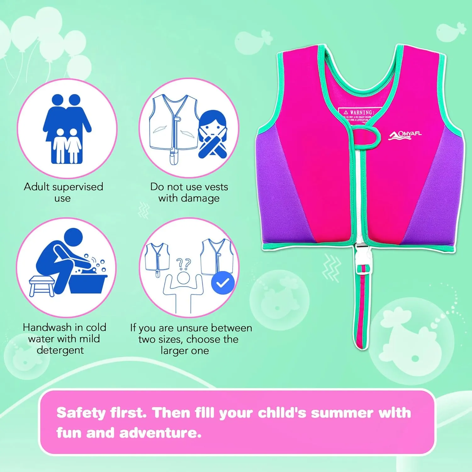 Toddler Swim Vest Kids Floaties Boys Girls Swim Float Jacket Buoyancy Swimwear