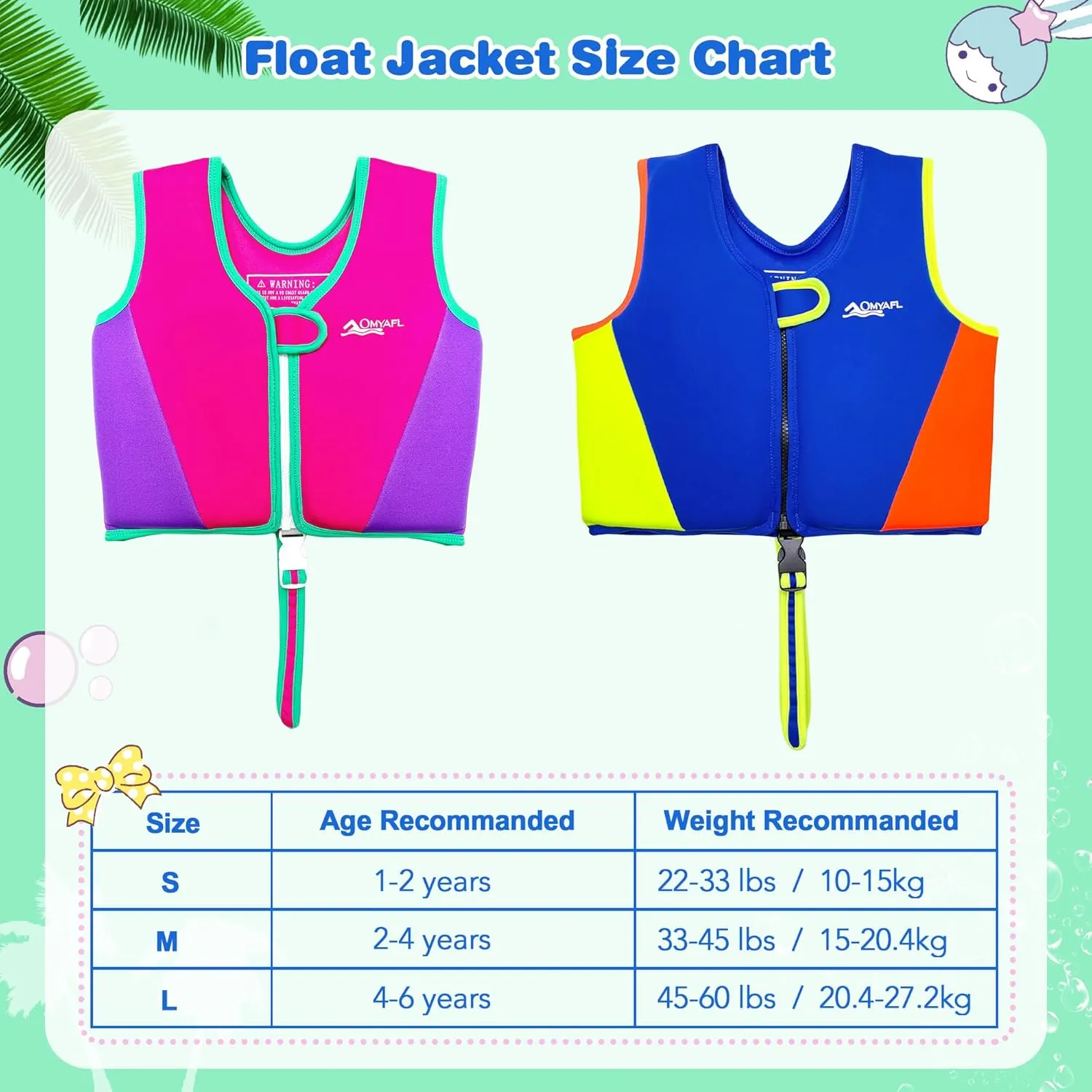 Toddler Swim Vest Kids Floaties Boys Girls Swim Float Jacket Buoyancy Swimwear