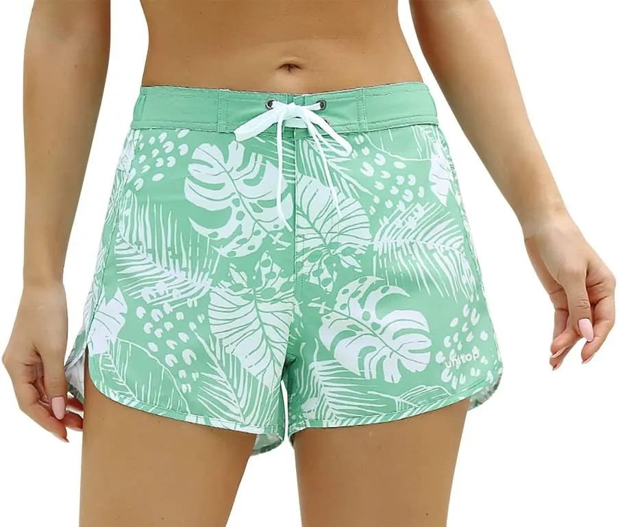 unitop Women's Swim Shorts Quick Dry Summer Beach Drawstring Board Shorts Swimwear