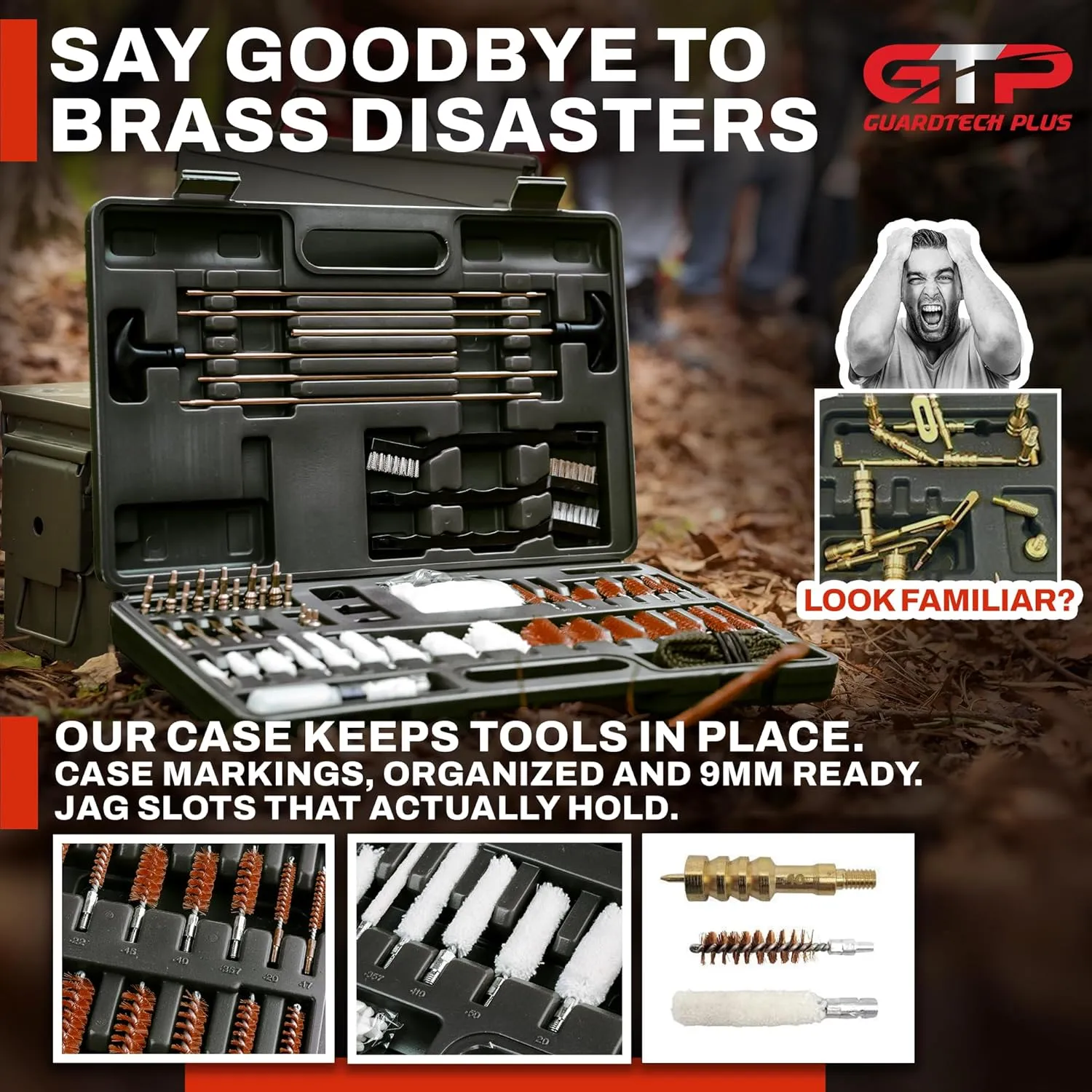 Universal Gun Cleaning Kit - Pro Grade Gun Cleaner and Handgun, Rifle and Shotgun Cleaner with Brass Jags, Cotton Patches & Bore Rope - Complete Firearm Cleaning Kits for All Guns
