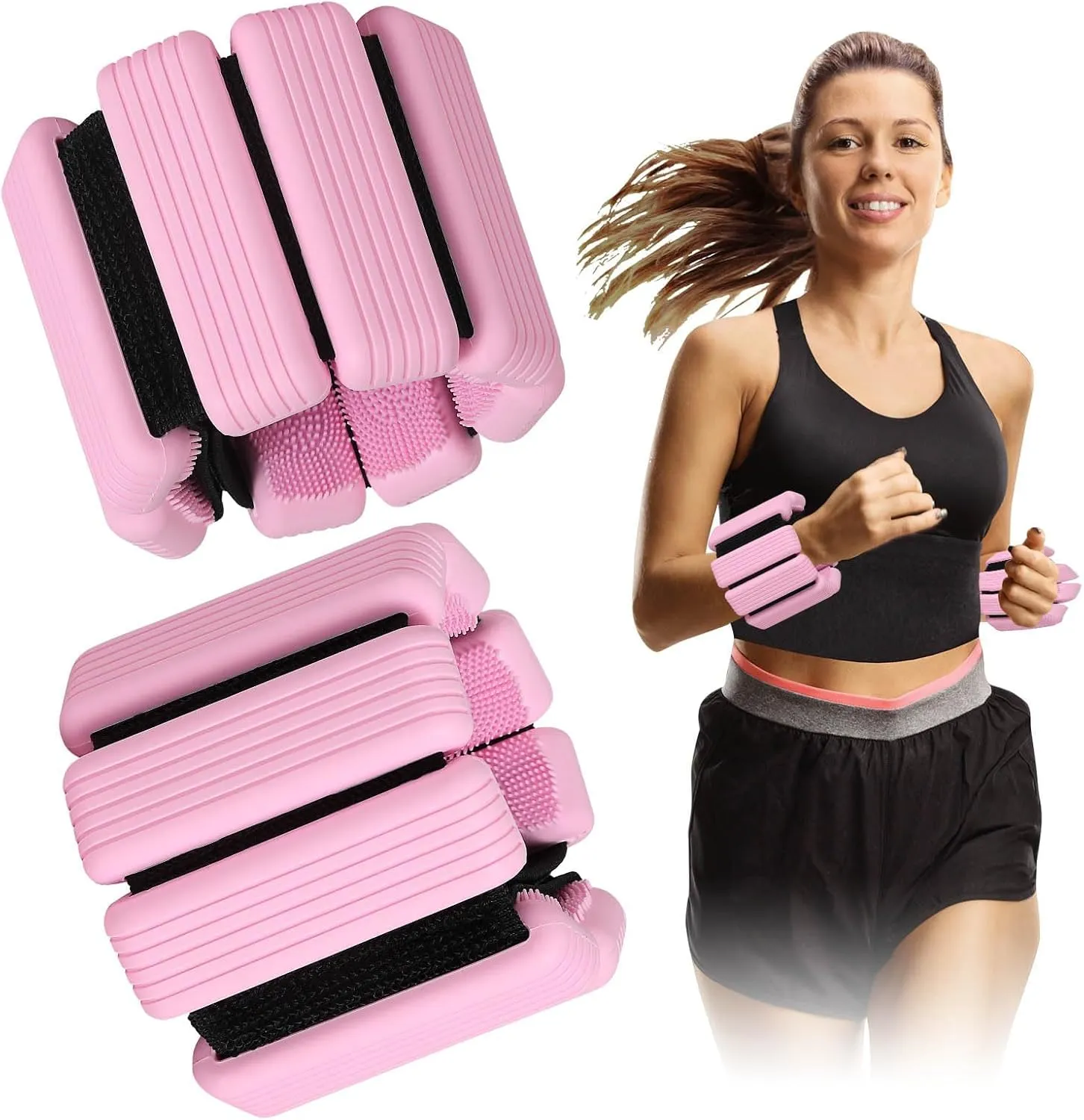 Wrist & Ankle Weights for Women & Men 1 Pair (1Lb Each), Wearable Arm & Leg Workout Weights, Adjustable Silicone Weight Bangles set for Gym Yoga Pilates Walking Running - Mothers Day Gifts